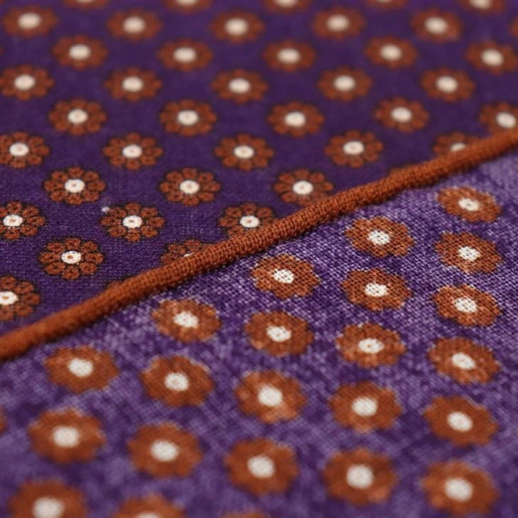 5 Burgundy Floral Pocket Square(001)